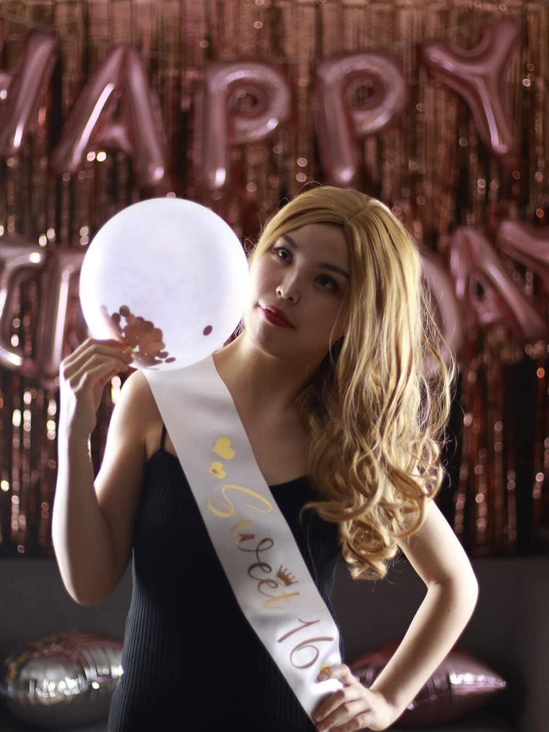Docooniver Sweet 16 Sash for Girls,16th Birthday Sash White with Gold Foil Lettering. - Image 5